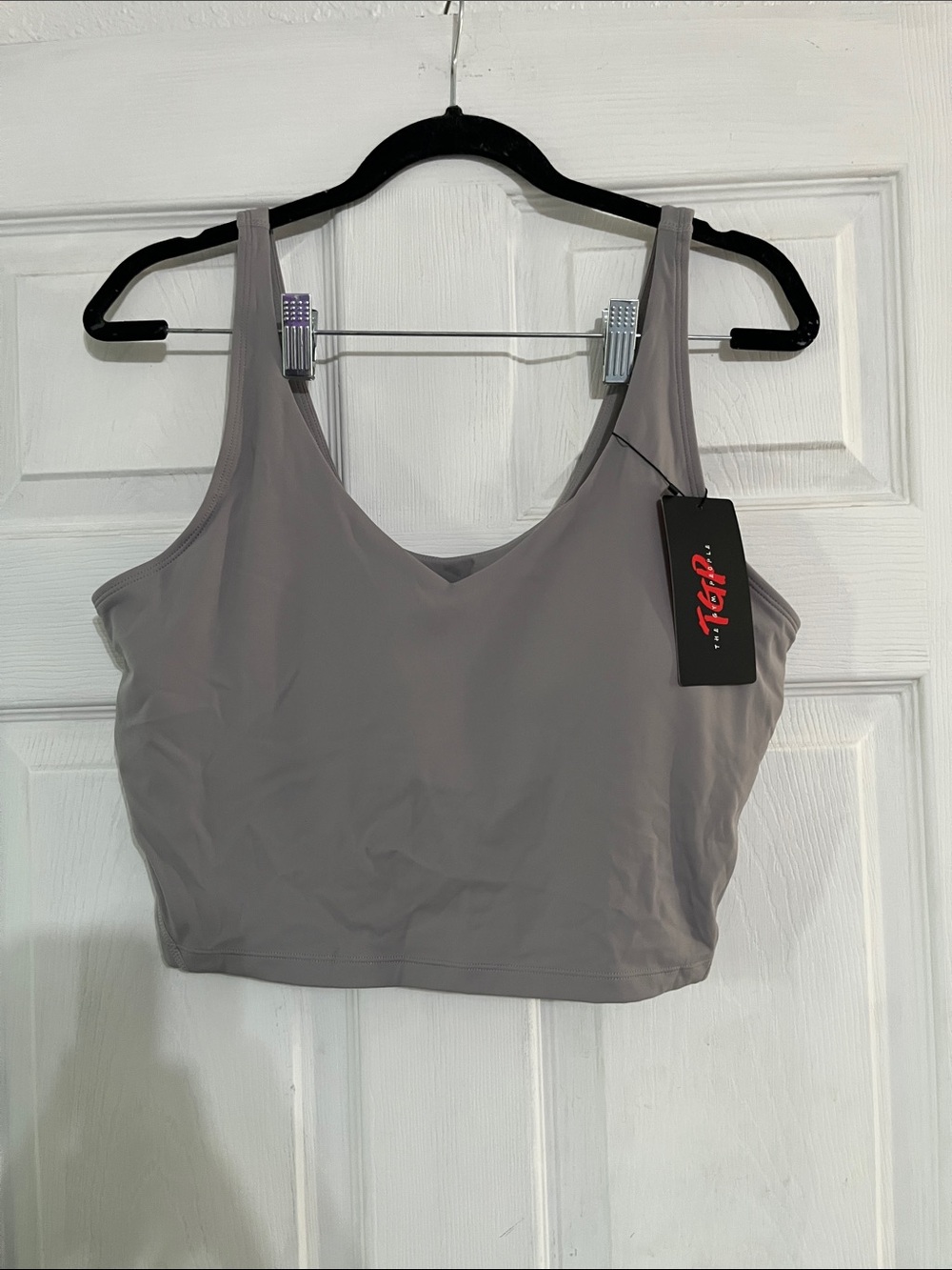 The Gym People -Women's V-Neck Sports Bra- Gray